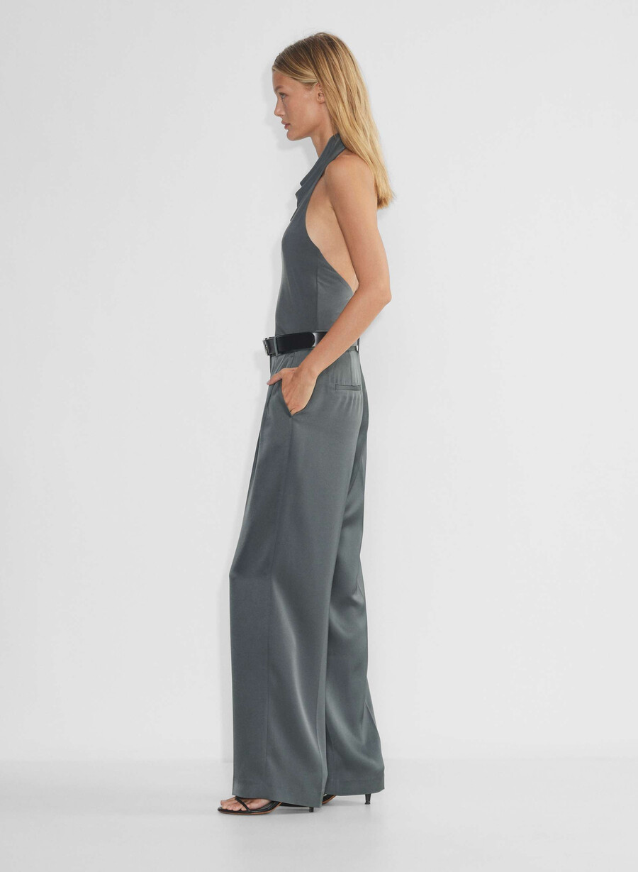 the effortless pant satin kolgrå