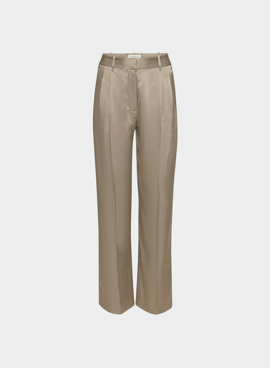 the effortless pant satin nomad taupe