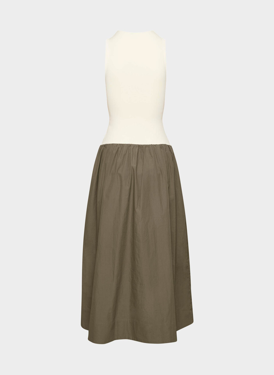 worldly poplin klänning cola taupe lt birch