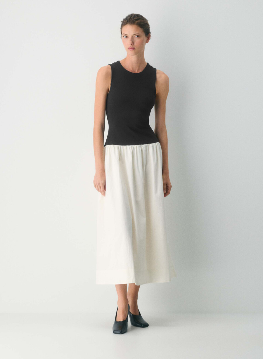 worldly poplin klänning bt vitsvart
