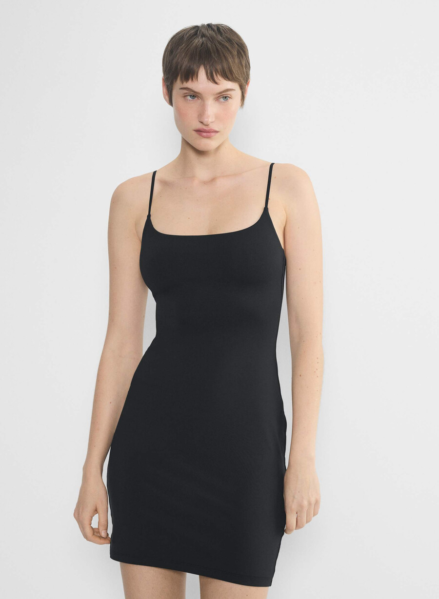 original contour fyrkantig halsringning cami miniklänning svart