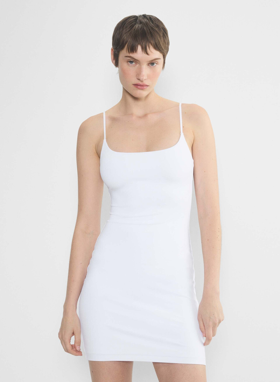 original contour fyrkantig halsringning cami miniklänning ljusvit
