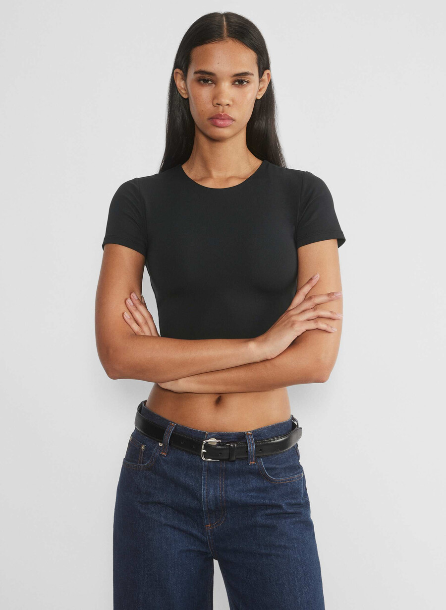 original contour crew cropped t-shirt svart