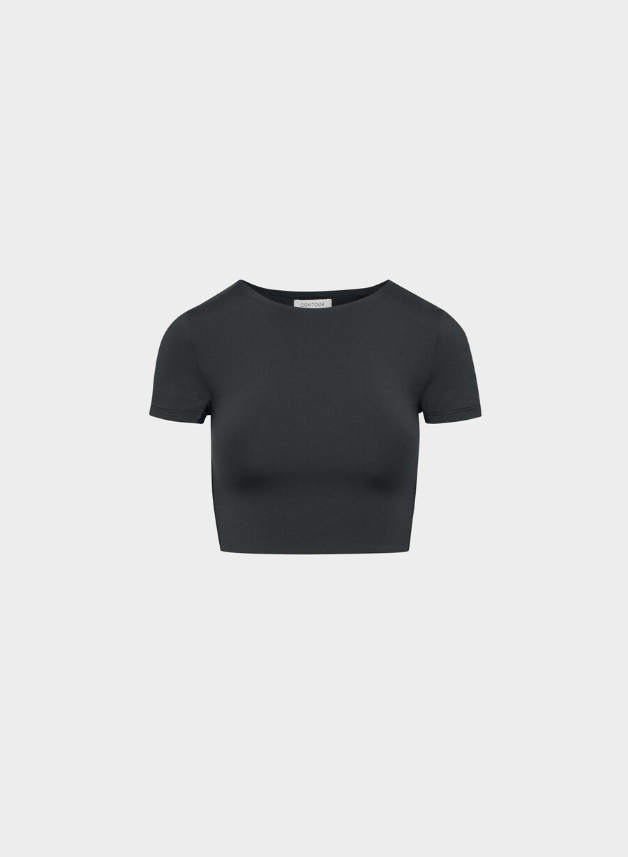 original contour crew cropped t-shirt svart
