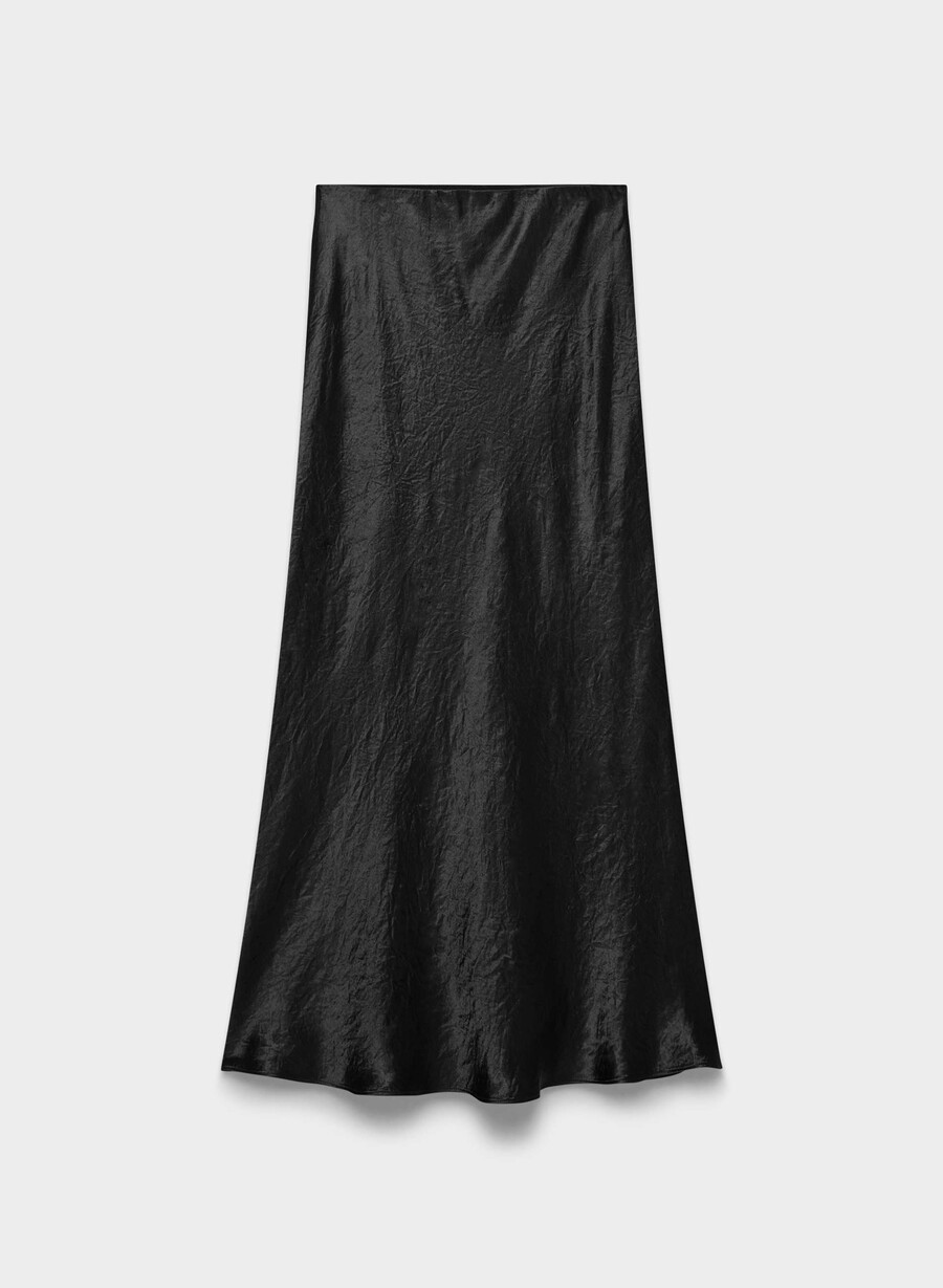 slip satin maxikjol svart