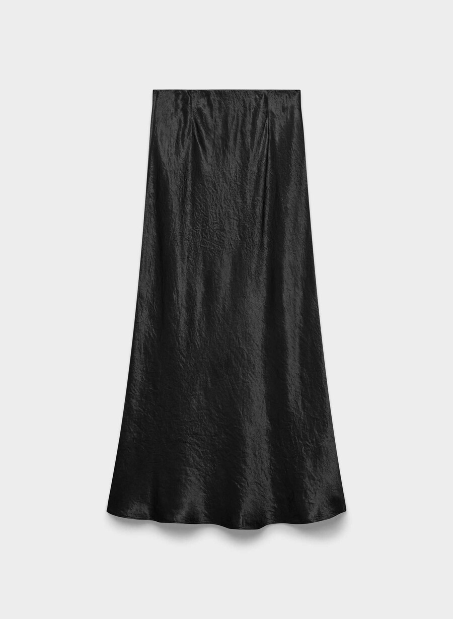 slip satin maxikjol svart