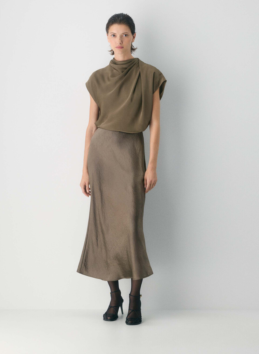 slip satin maxikjol gabbro taupe