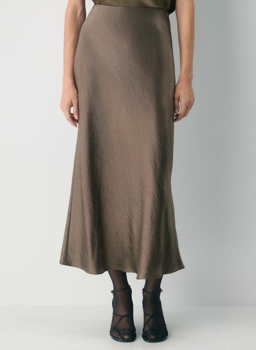 slip satin maxikjol gabbro taupe
