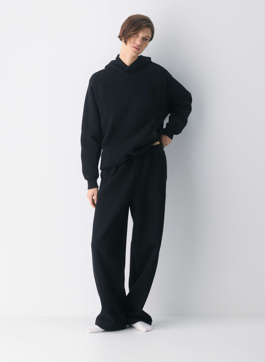 mysig fleece boyfriend barrel sweatpants svart