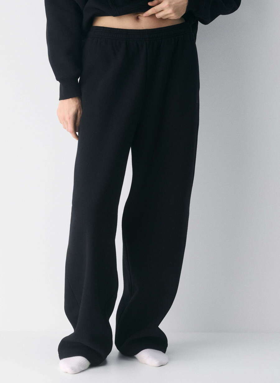 mysig fleece boyfriend barrel sweatpants svart