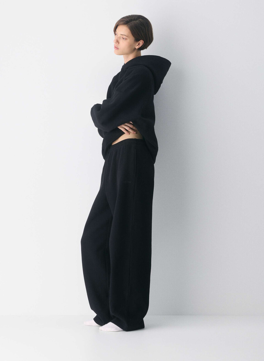 mysig fleece boyfriend barrel sweatpants svart