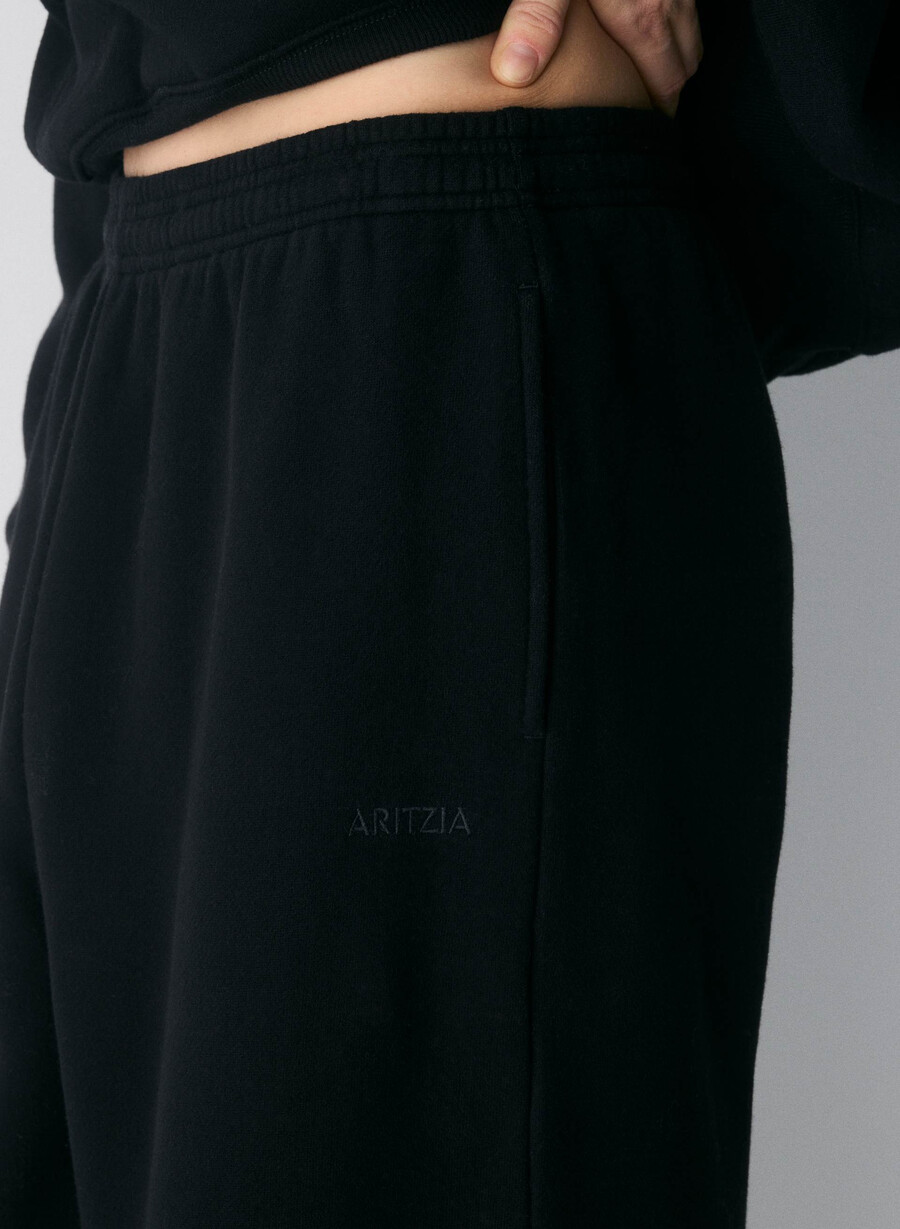 mysig fleece boyfriend barrel sweatpants svart