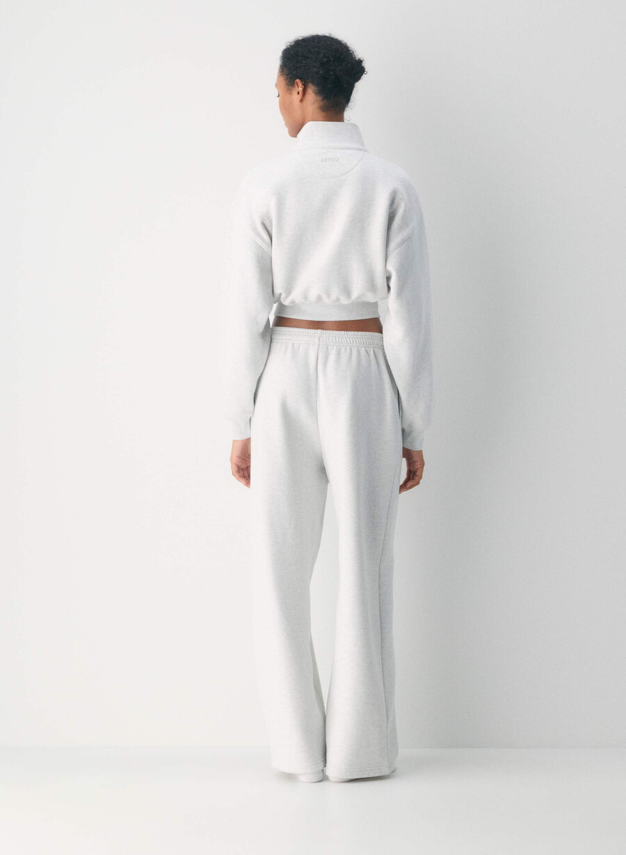 mysig fleece-sweatpant med pojkvänsmotiv i bomull heather cloud white
