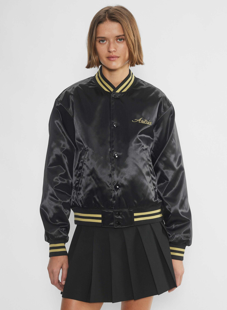masa satin bomber svarthero guld