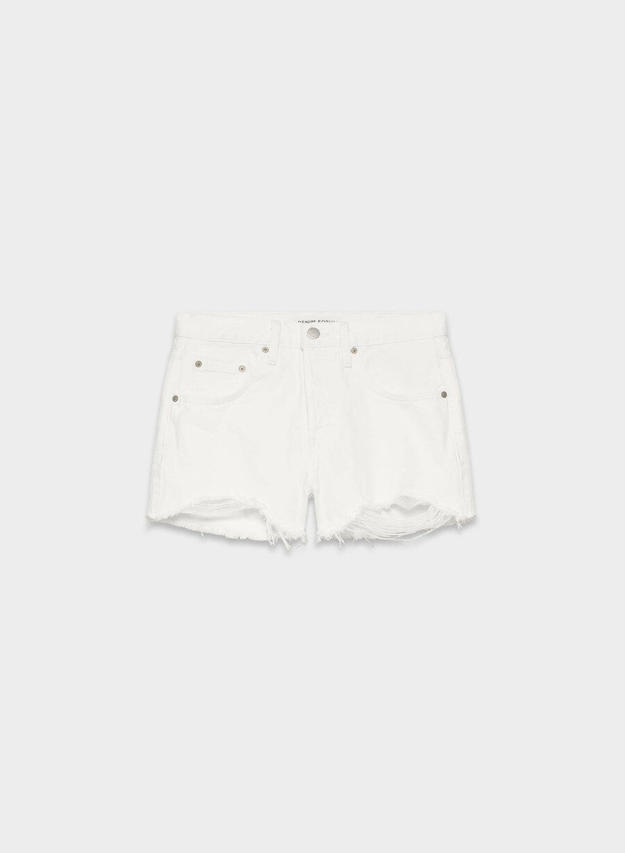 denim forum 90-talets vintage cut-off jeansshorts en liten vit lÖgn