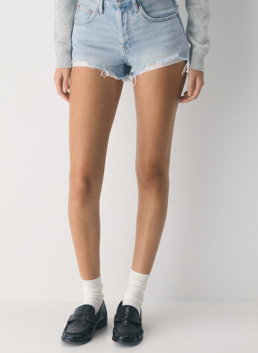denim forum 90-tals vintage cut-off jeansshorts 15 år brl thr bleu