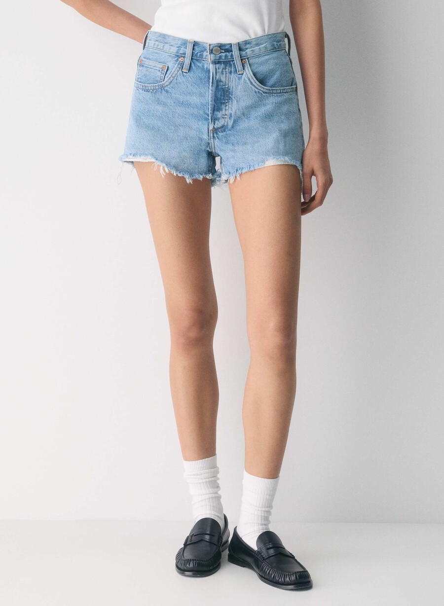 denim forum 90-tals vintage cut-off jeansshorts 7 år blåa taboo