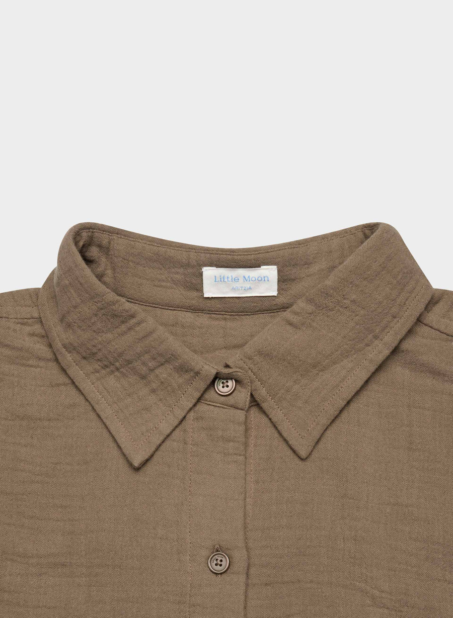 airplush cotton segelskjorta folio brun