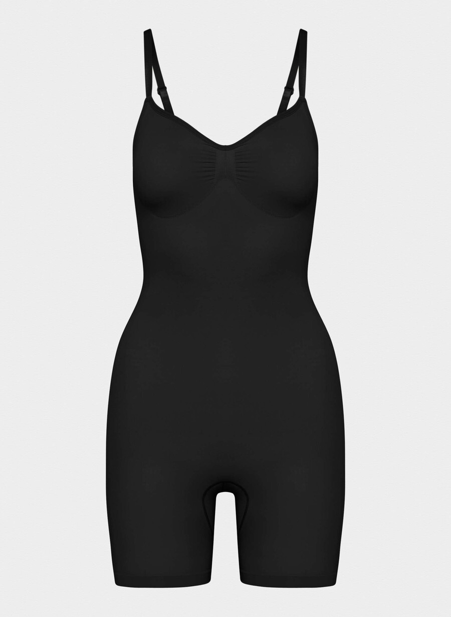 shapeenhance sömlös bodysuit till mitten av låret svart