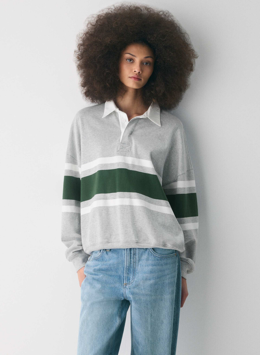 mighty cotton lomu polo långärmad hthr chrm campus gr