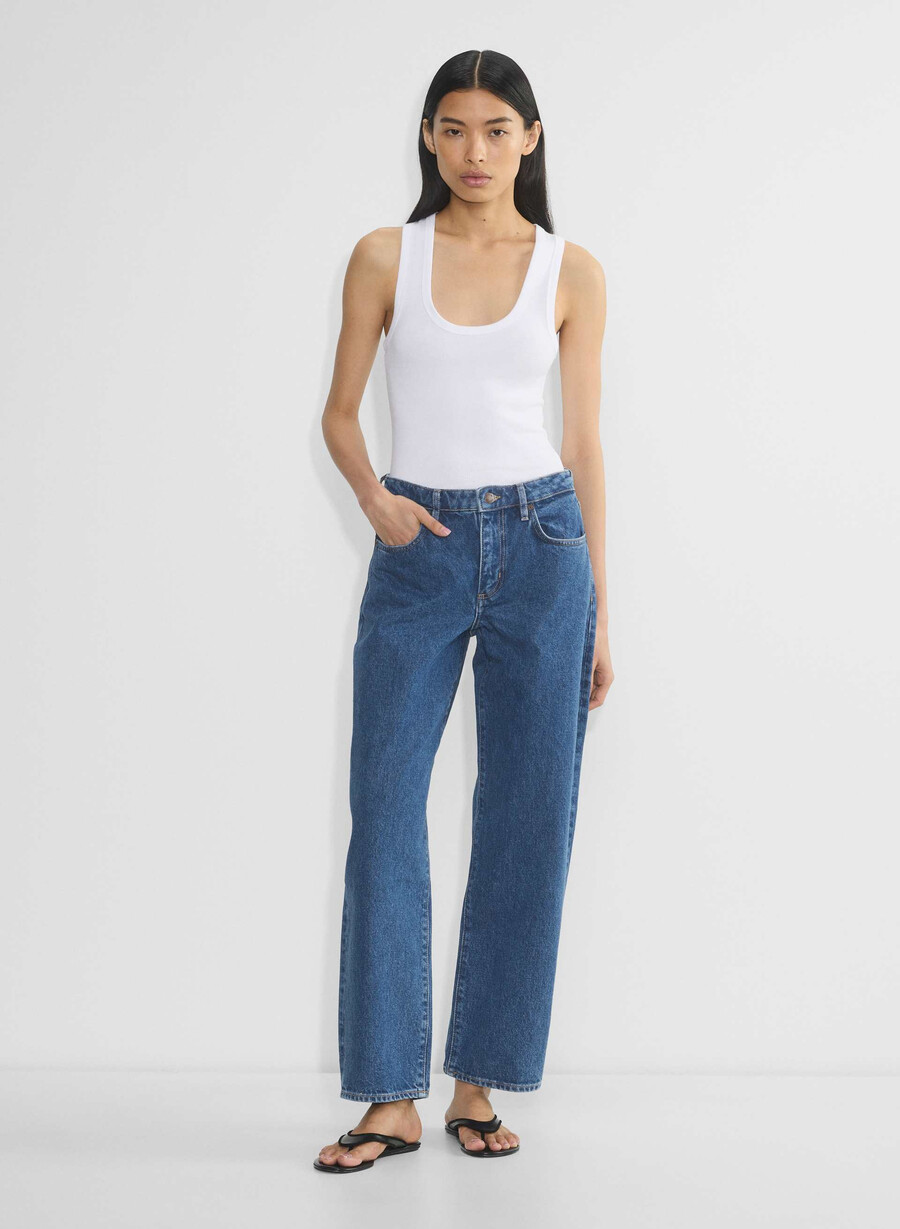 denim forum kai relaxed mid-rise barrel jeans no-stress medium blÅ