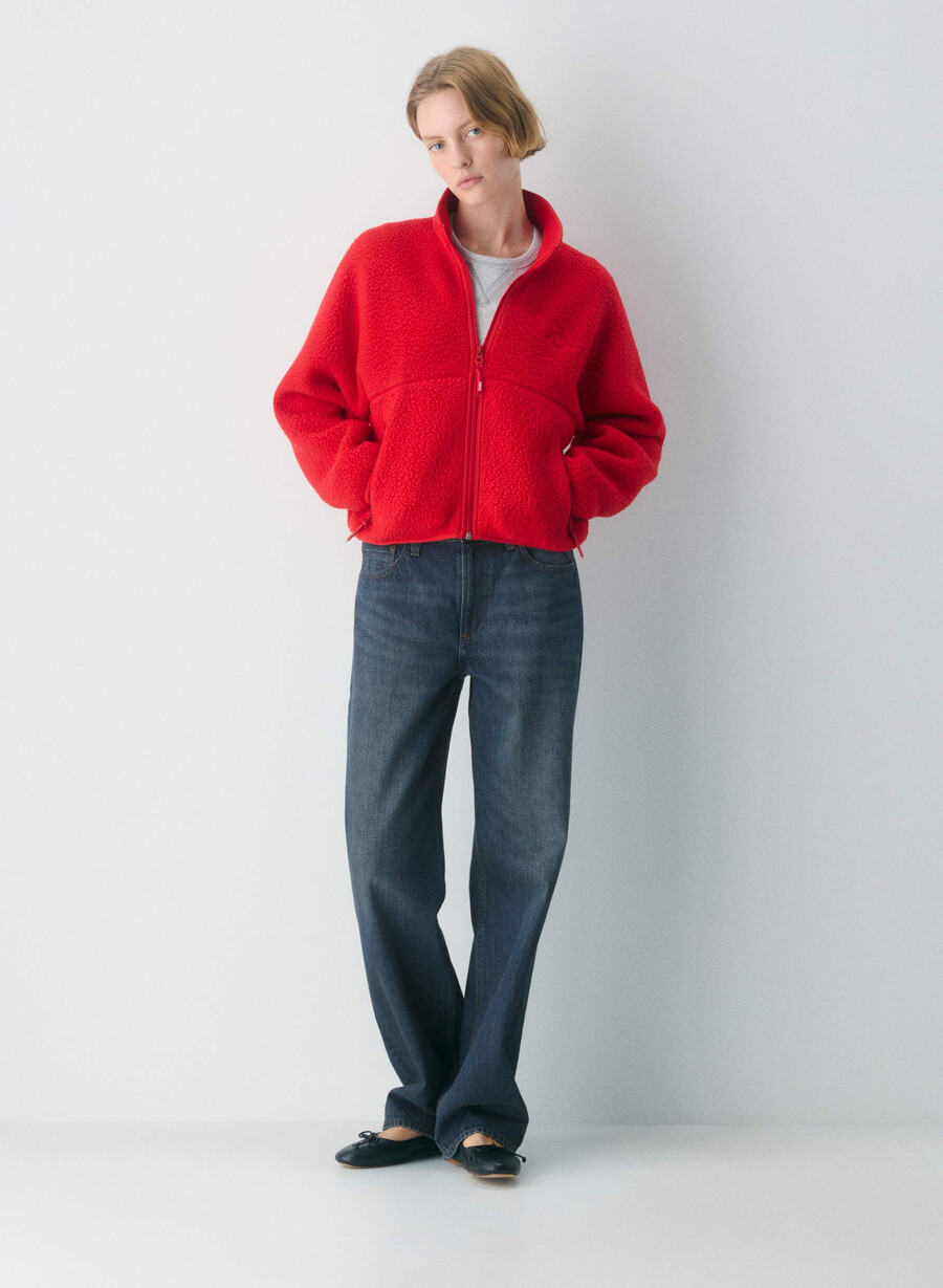 polartec thermal pro mockneck hi-hip zip-up blinkande rÖd