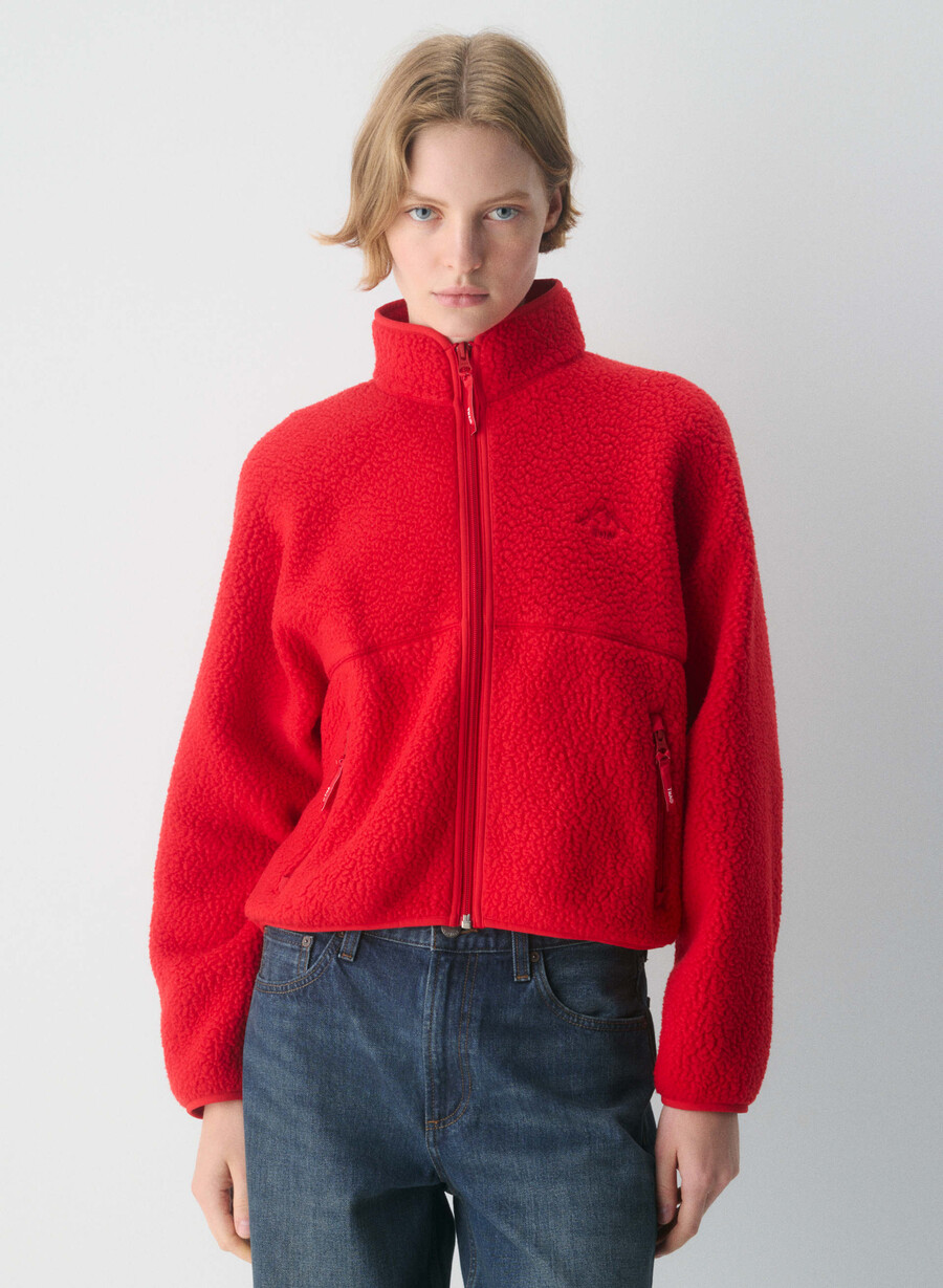 polartec thermal pro mockneck hi-hip zip-up blinkande rÖd