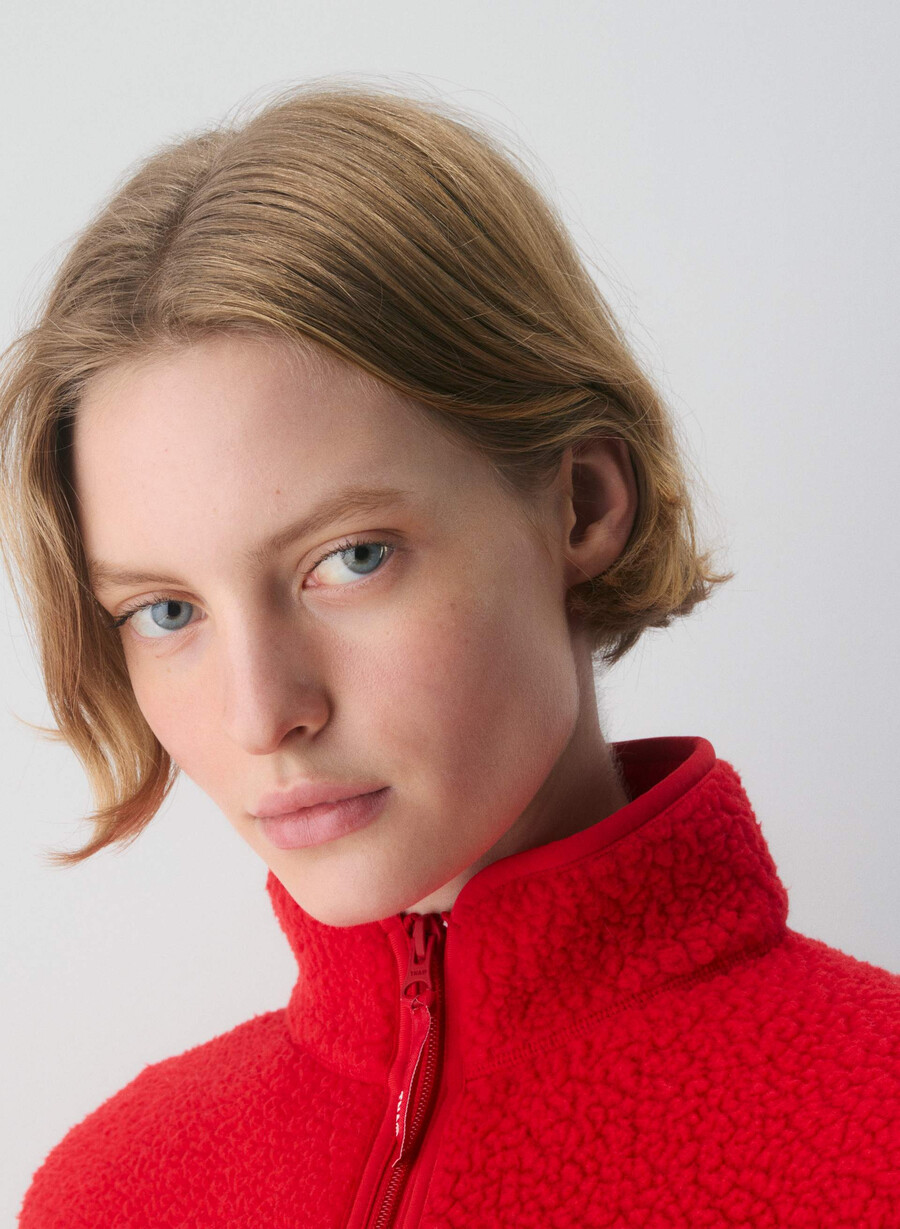 polartec thermal pro mockneck hi-hip zip-up blinkande rÖd