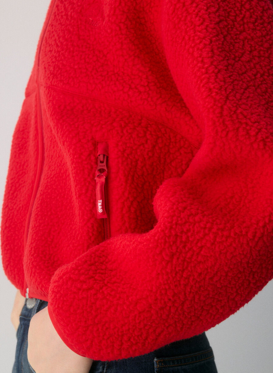 polartec thermal pro mockneck hi-hip zip-up blinkande rÖd