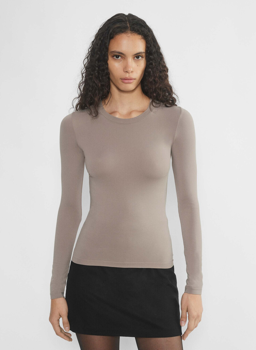 slät sömlös willow hip långärmad nomad taupe