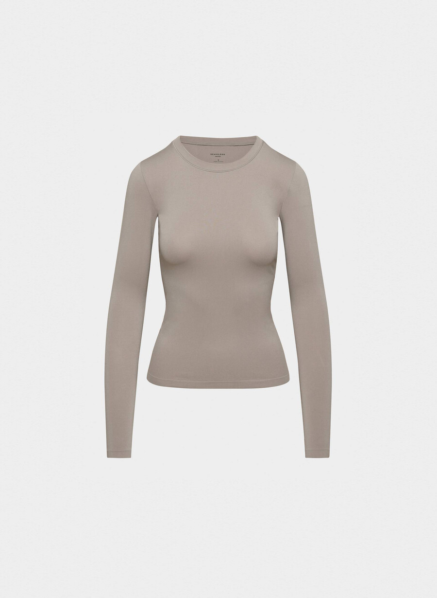 slät sömlös willow hip långärmad nomad taupe