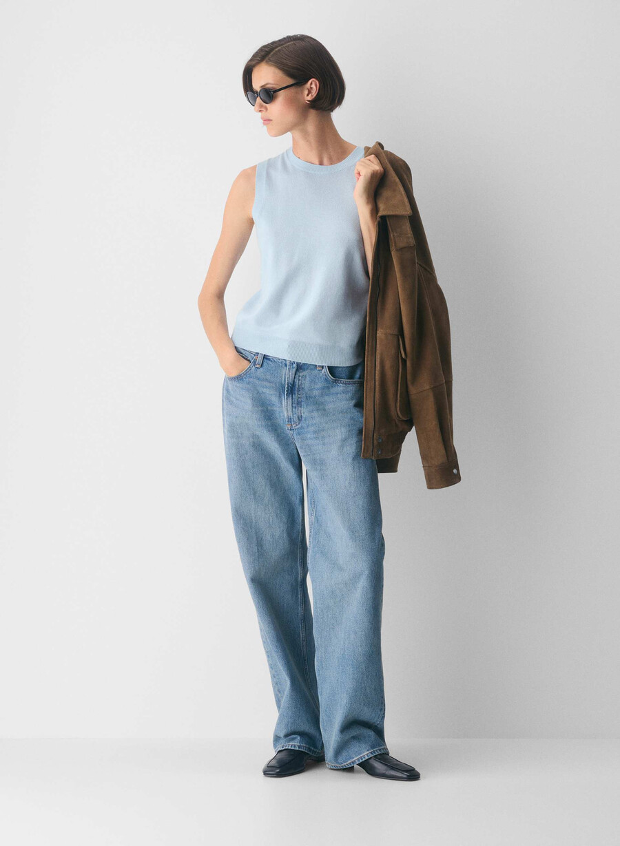 bare cashmere monogram tröja väst villa blÅ