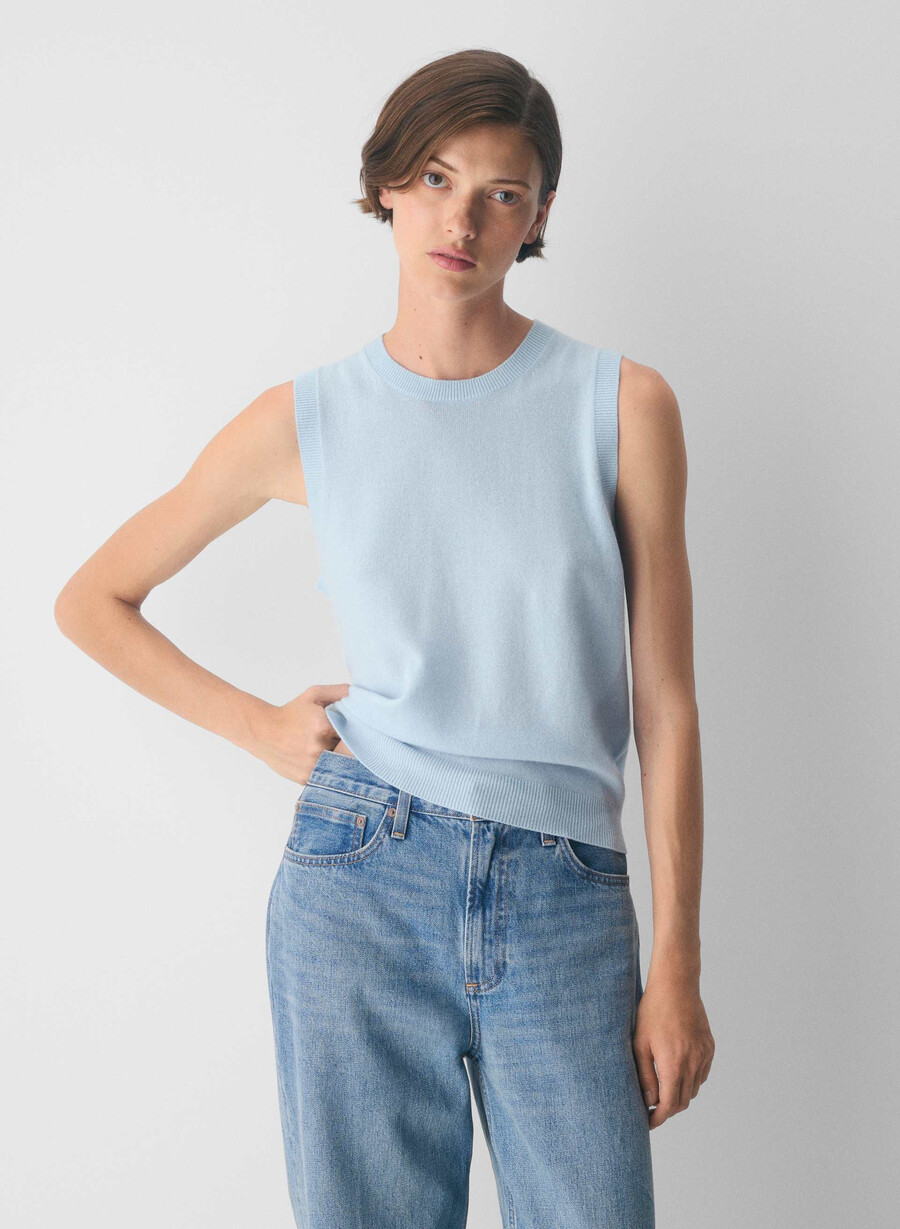 bare cashmere monogram tröja väst villa blÅ