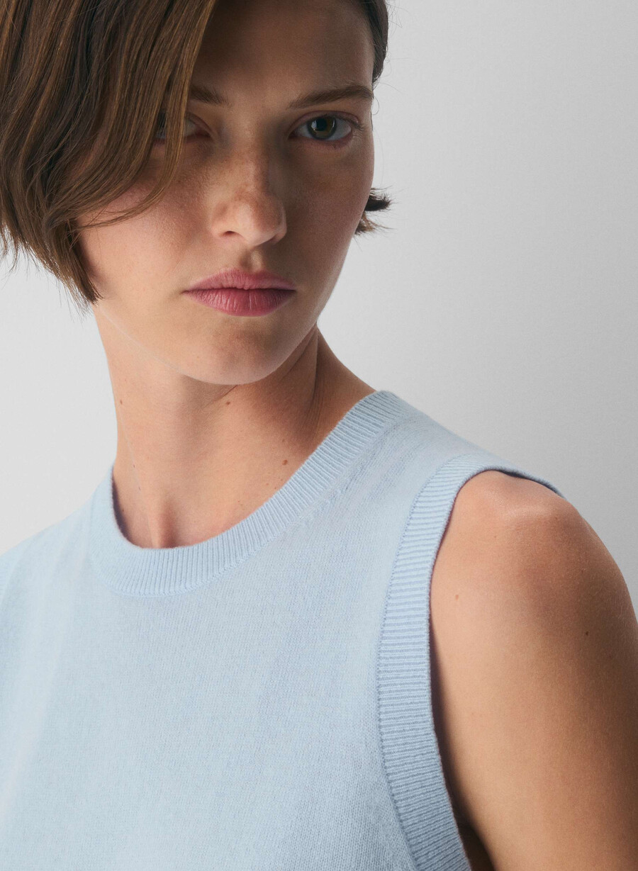bare cashmere monogram tröja väst villa blÅ