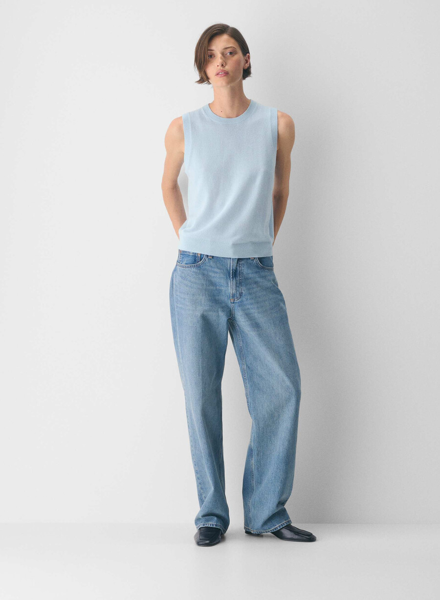 bare cashmere monogram tröja väst villa blÅ