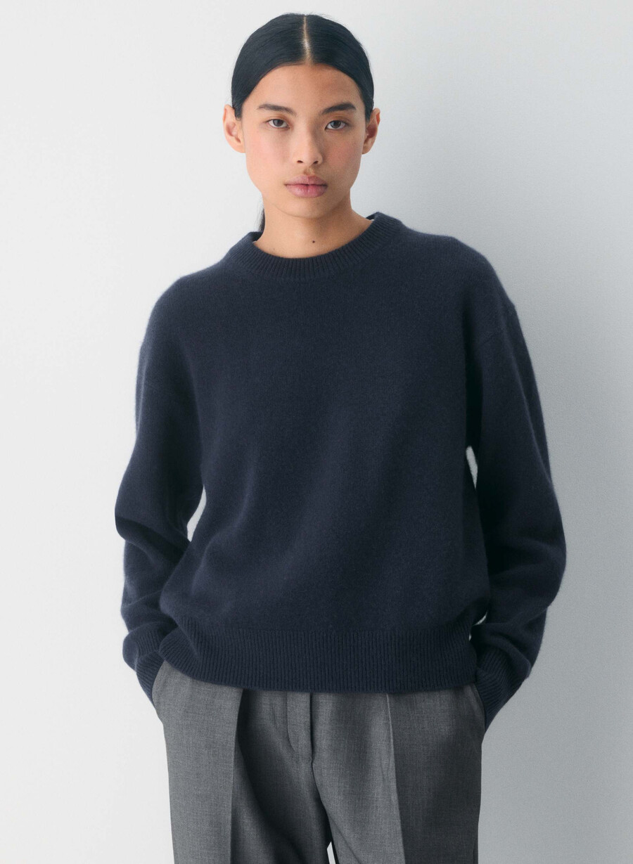 essential cashmere relic tröja mÖrk natt marinblÅ