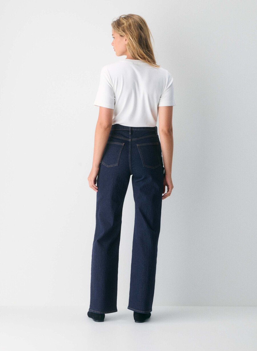 denim forum remy curve-fit hi-rise wide jeans no-stress mÖrkblÅ