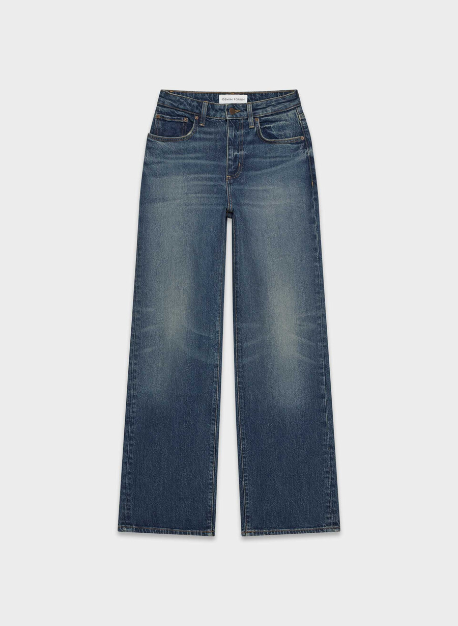 denim forum remy curve-fit hi-rise wide jeans vintage mörkblå