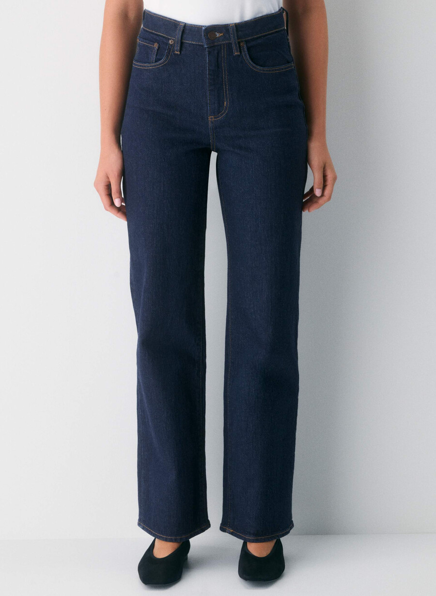 denim forum remy curve-fit hi-rise wide jeans vintage mörkblå