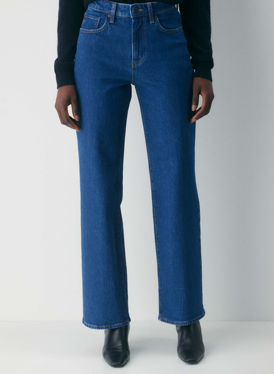 denim forum remy curve-fit hi-rise wide jeans true medium blÅ