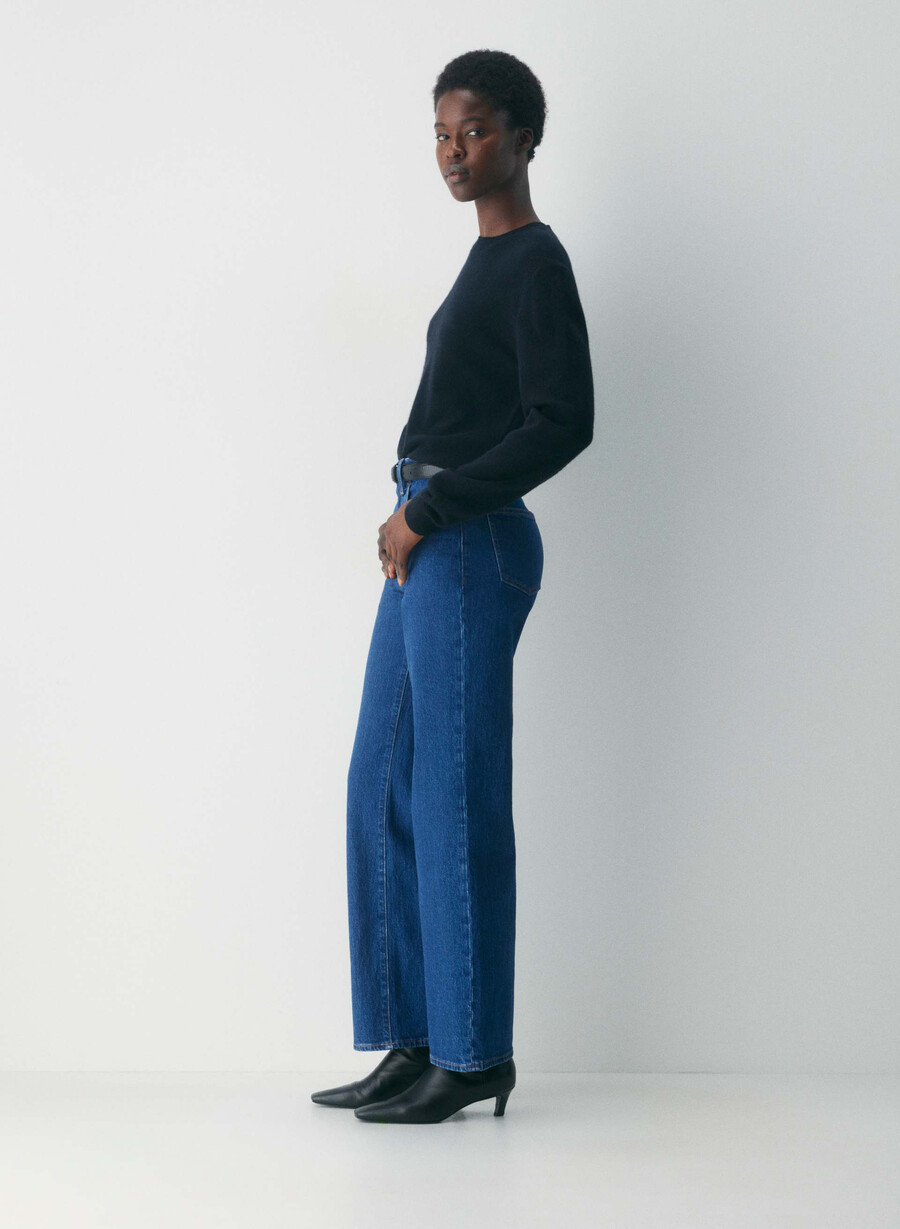 denim forum remy curve-fit hi-rise wide jeans true medium blÅ