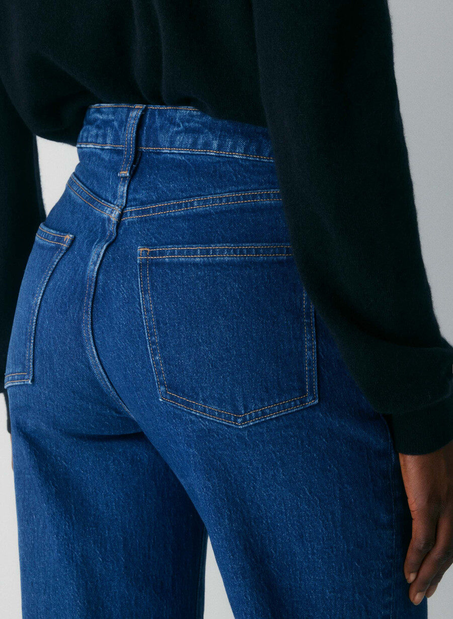 denim forum remy curve-fit hi-rise wide jeans true medium blÅ