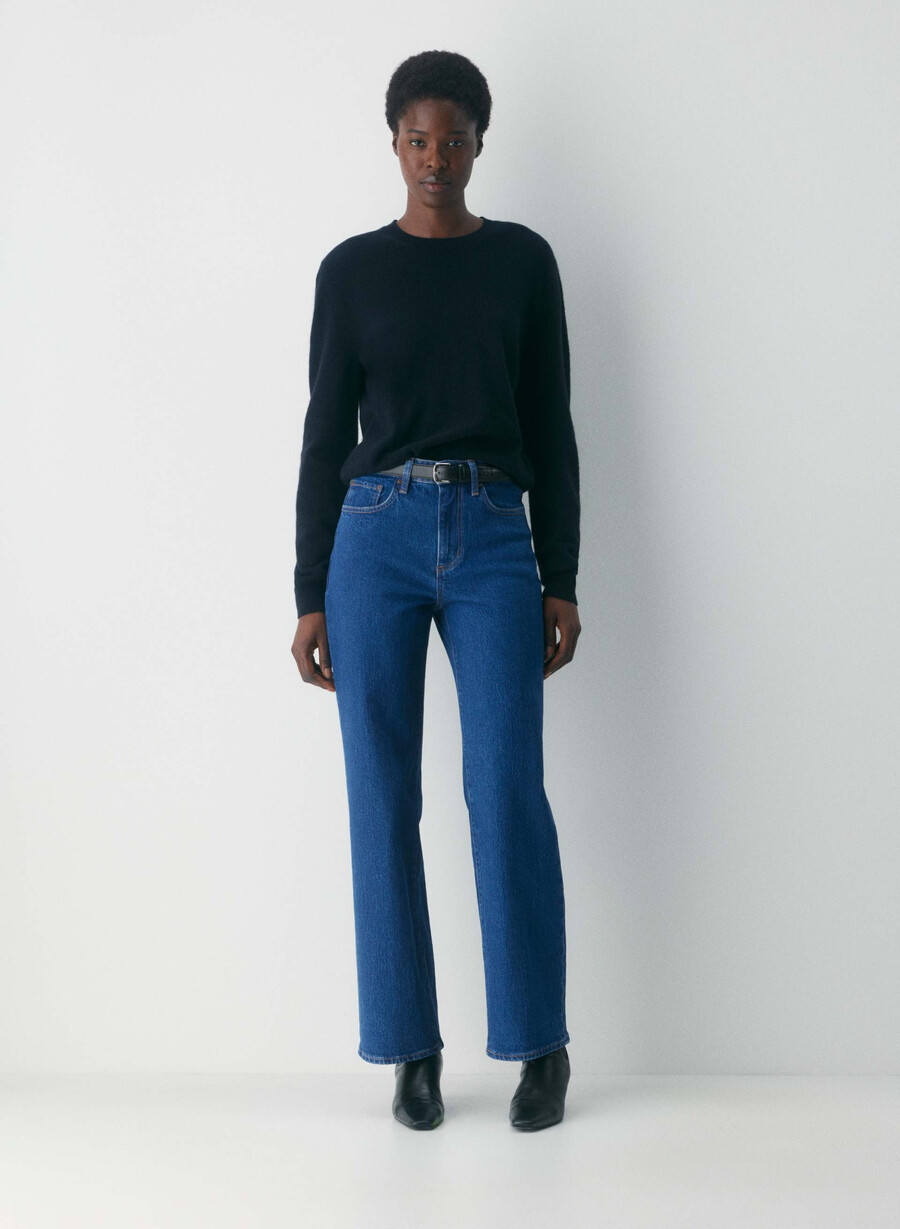 denim forum remy curve-fit hi-rise wide jeans true medium blÅ