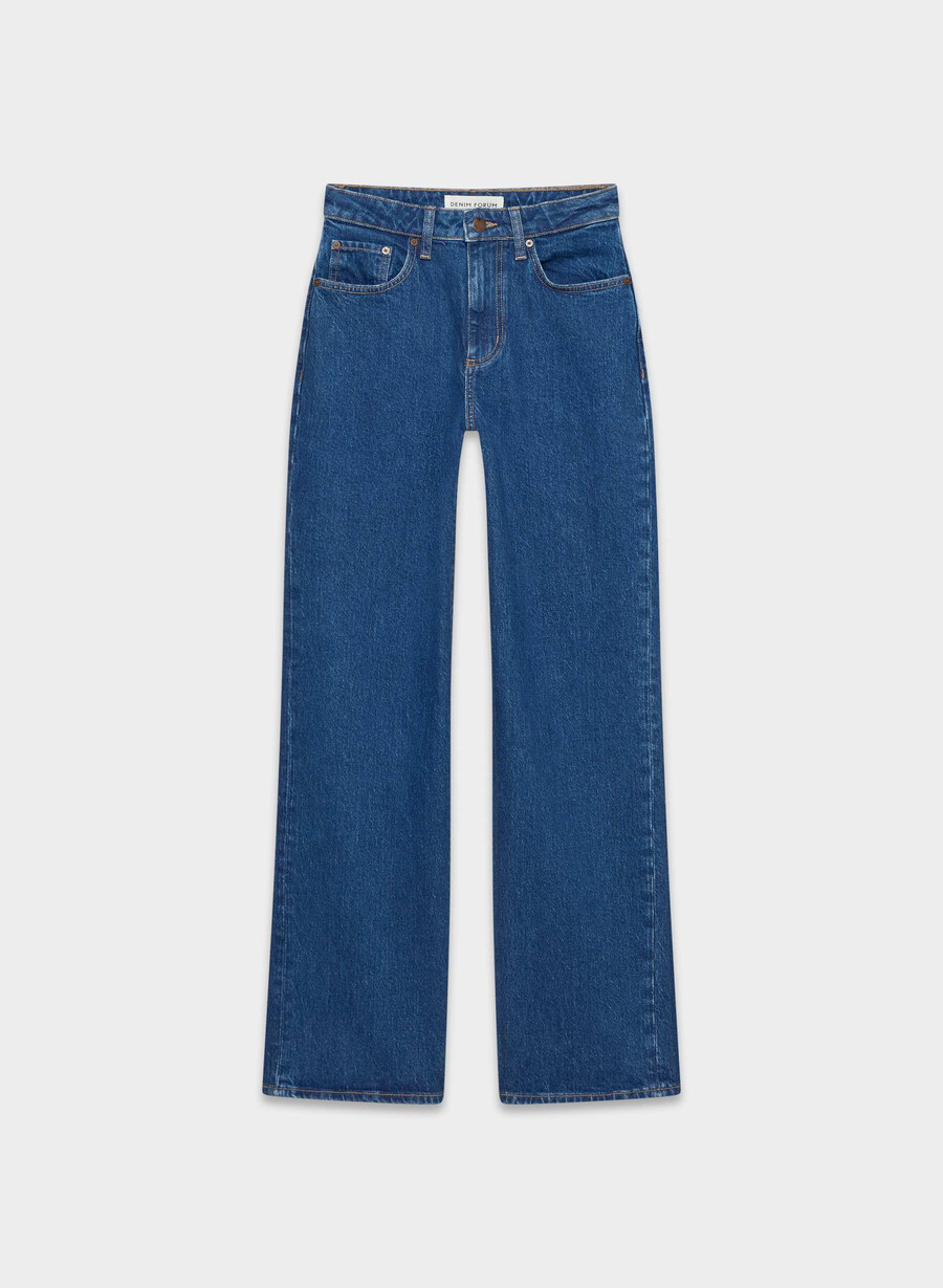 denim forum remy curve-fit hi-rise wide jeans true medium blÅ