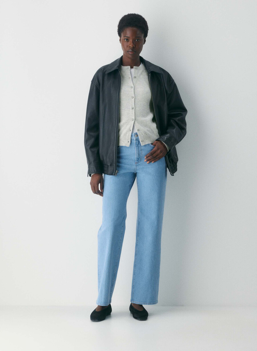 denim forum remy curve-fit hi-rise wide jeans true super light blue