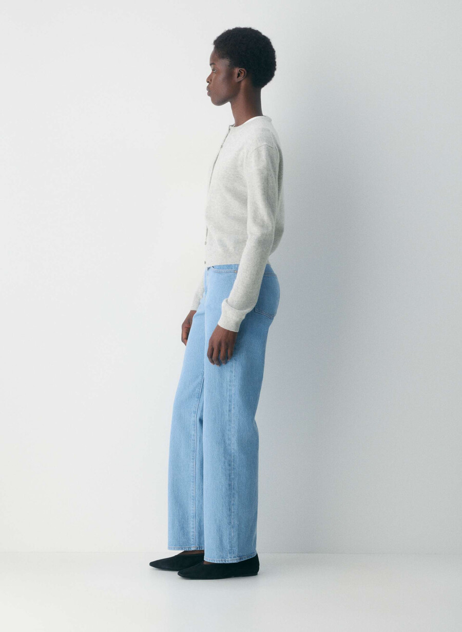 denim forum remy curve-fit hi-rise wide jeans true super light blue