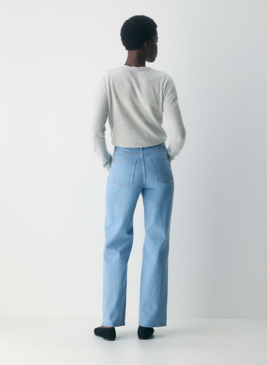 denim forum remy curve-fit hi-rise wide jeans true super light blue