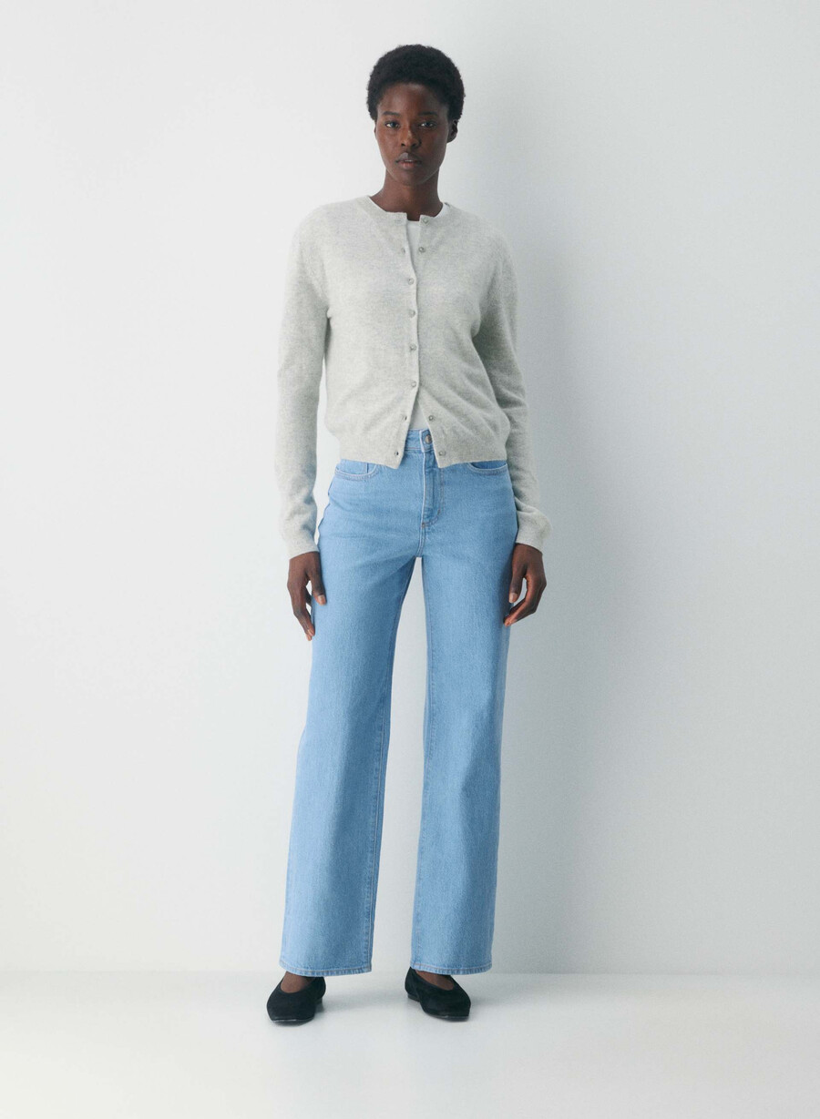 denim forum remy curve-fit hi-rise wide jeans true super light blue