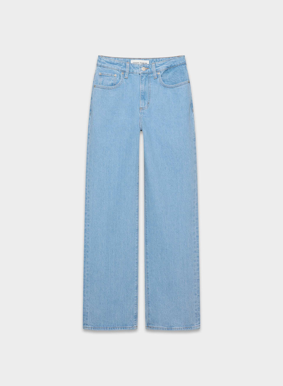 denim forum remy curve-fit hi-rise wide jeans true super light blue