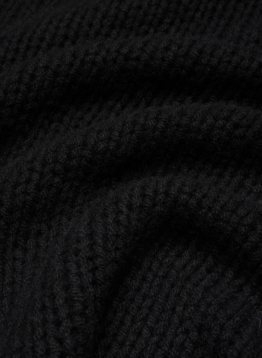 mesh cashmere oversized crew tröja svart